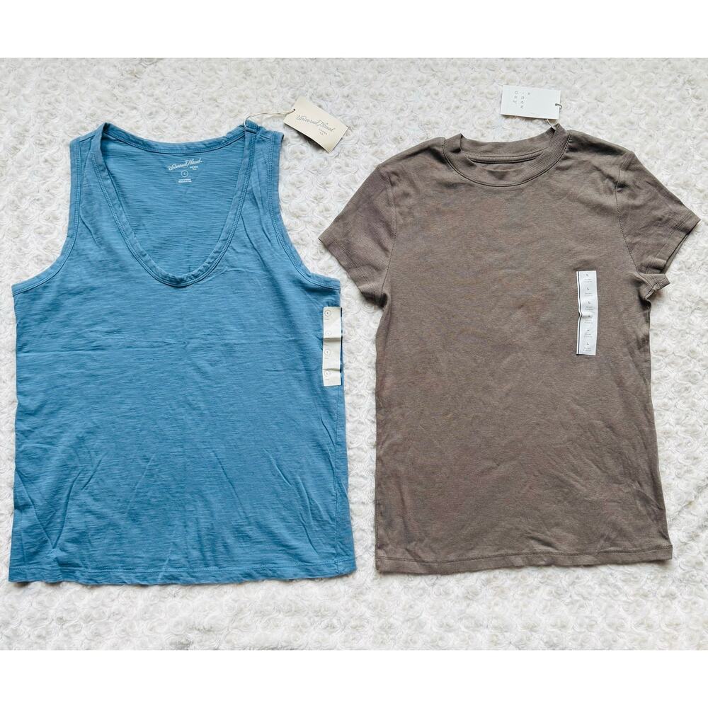 Universal Thread & A New Day Blue & Loden Tank Top & Ribbed Top  Set of 2 NEW L